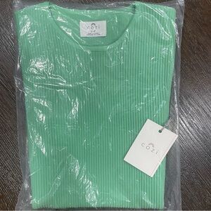 Cozi Green Ribbed Dress